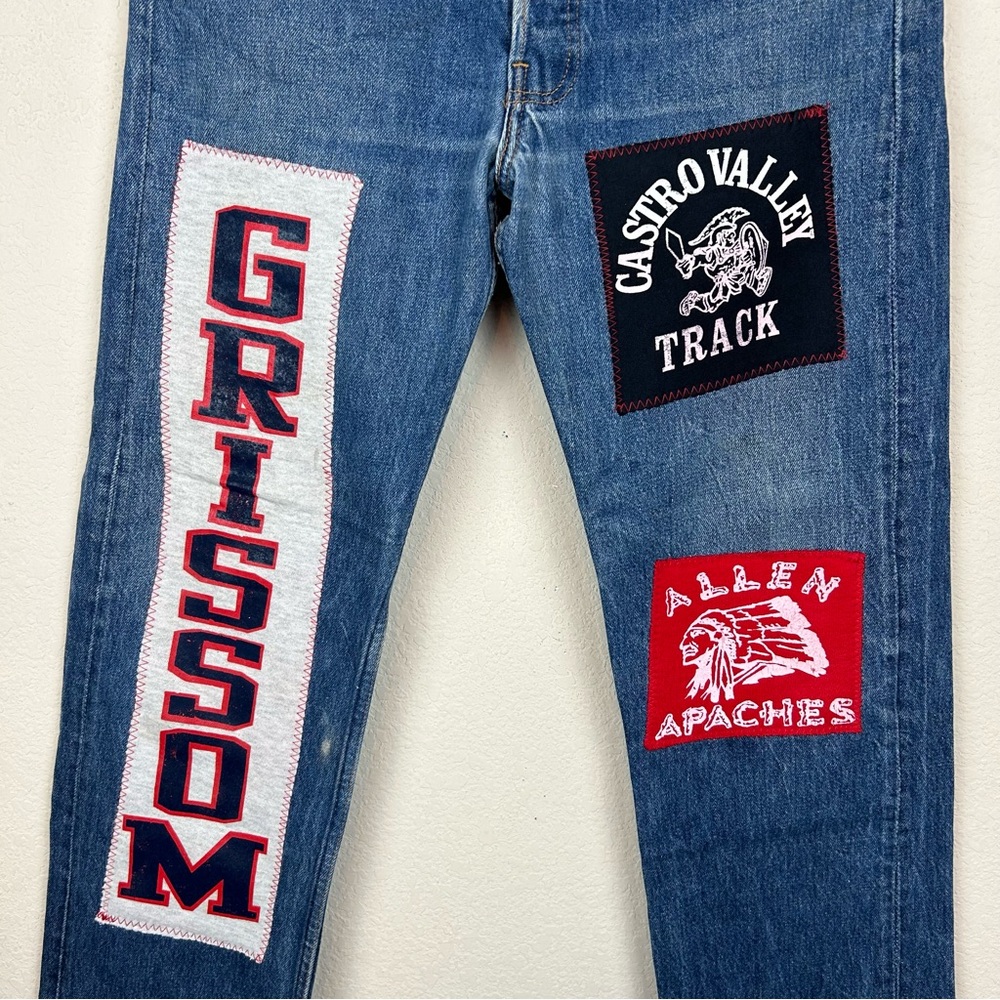 Riley Custom Patchwork Medium Wash Straight Leg H… - image 2